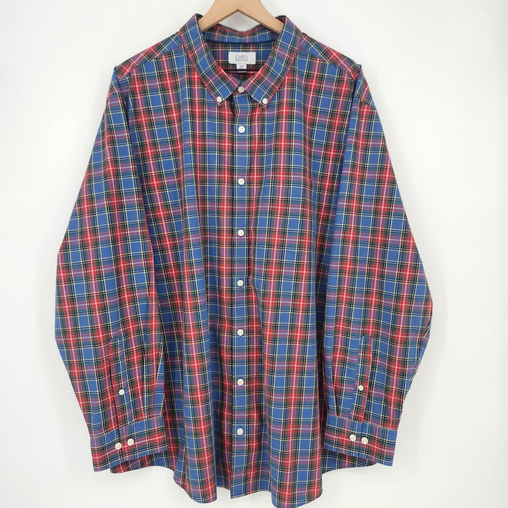 Croft & Barrow Mens Blue Red Plaid Button Down Shirt Size 3XB Casual Weekend - Picture 2 of 9